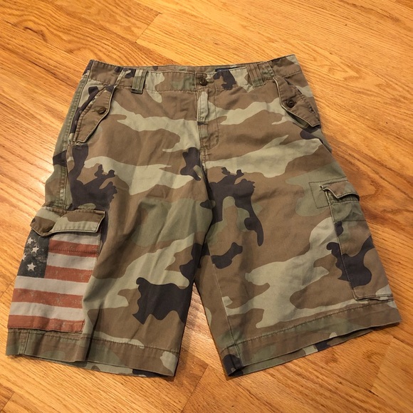 Polo Ralph Lauren camo American flag cargo shorts 16 - Picture 1 of 6